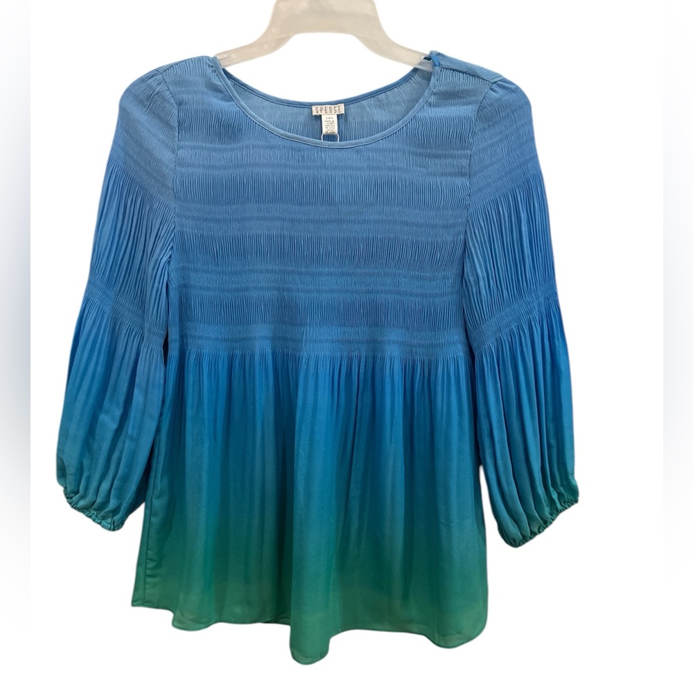 Spense blouse multi color top 3/4 sleeves loose fit size large.